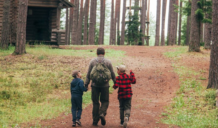 Family in the woods