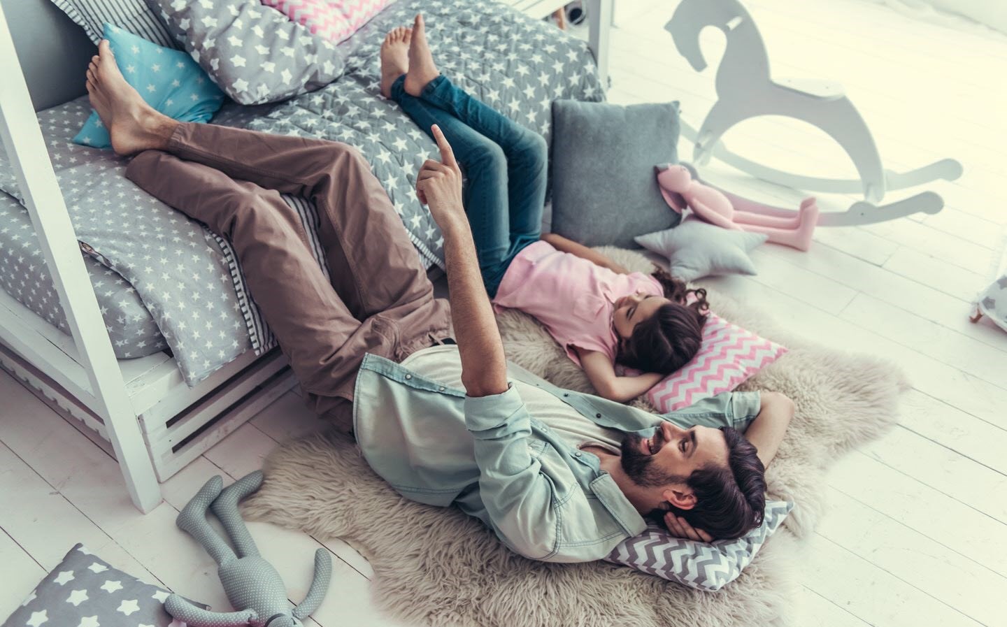 Father and daughter playing