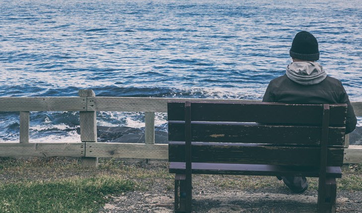 Sitting near to the sea
