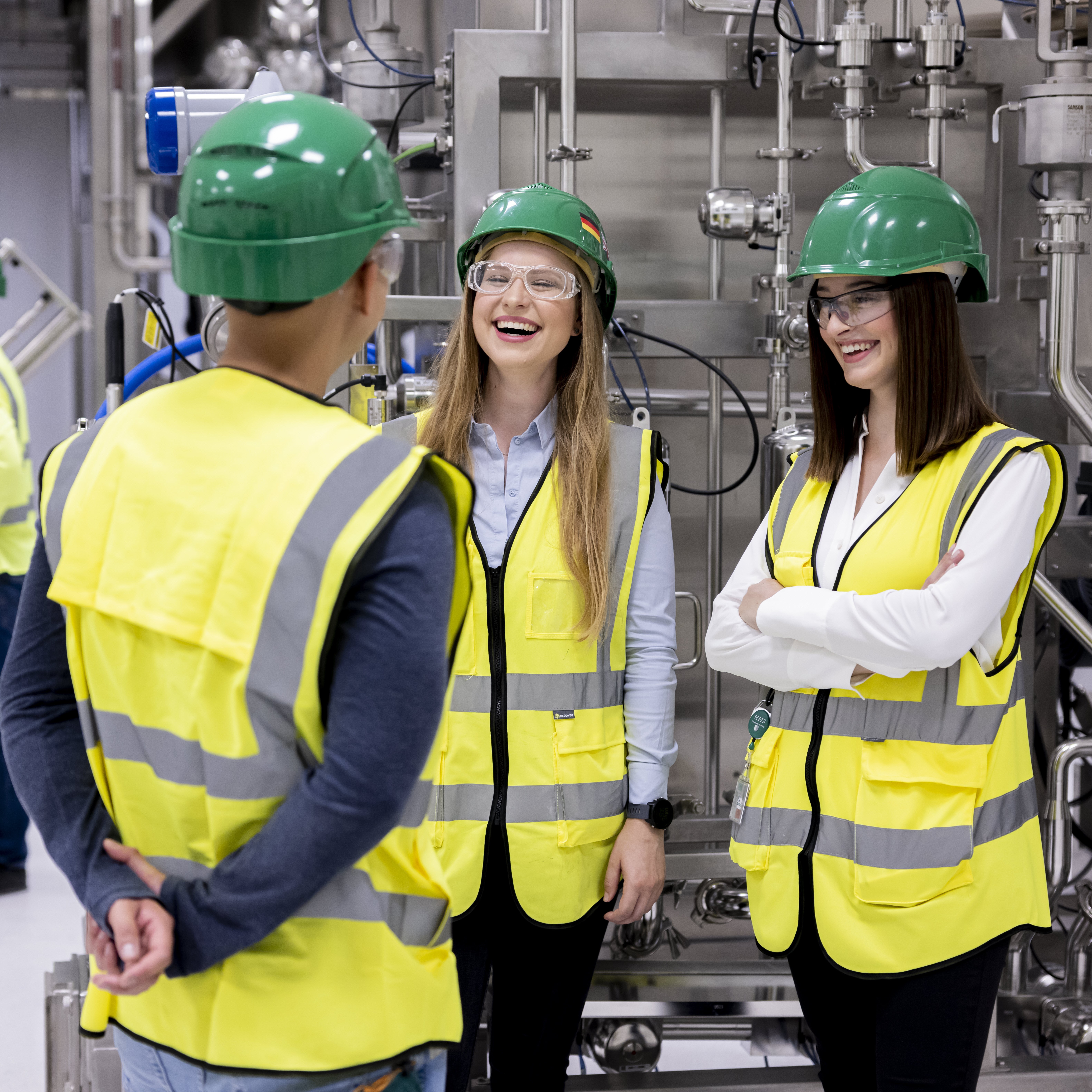 Employees in manufacturing facility in Germany